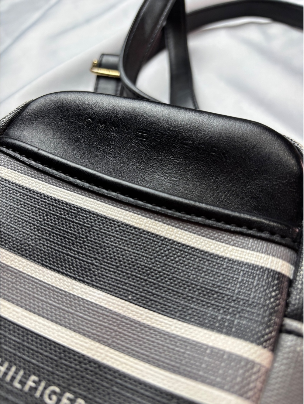 Tommy Hilfiger Black and White Striped Crossbody Bag - Picture 5 of 9